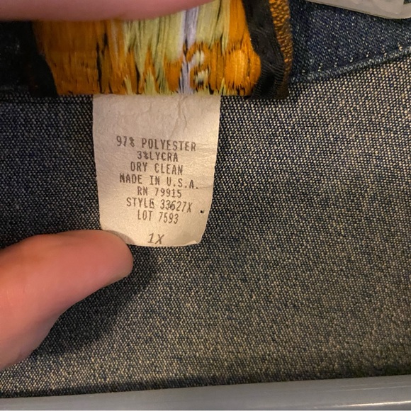 Jean Blazer Jacket Polyester Elastic Blue Demi size XL - Picture 10 of 10